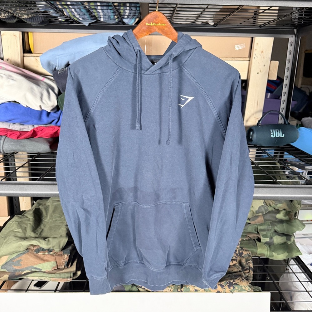 Gymshark Mens Blue Logo Hoodie Pullover Long Sleeve‎ Size M
